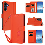 Samsung Galaxy A16 4G / Galaxy A16 5G Plånboksfodral 9 Kortfack Lucky Clover Imprint Lädermobilfodral med Handledsrem