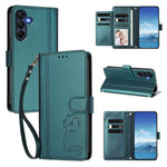 Samsung Galaxy A16 4G / Galaxy A16 5G Plånboksfodral 9 Kortfack Lucky Clover Imprint Lädermobilfodral med Handledsrem