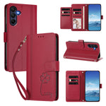 Samsung Galaxy A16 4G / Galaxy A16 5G Plånboksfodral 9 Kortfack Lucky Clover Imprint Lädermobilfodral med Handledsrem