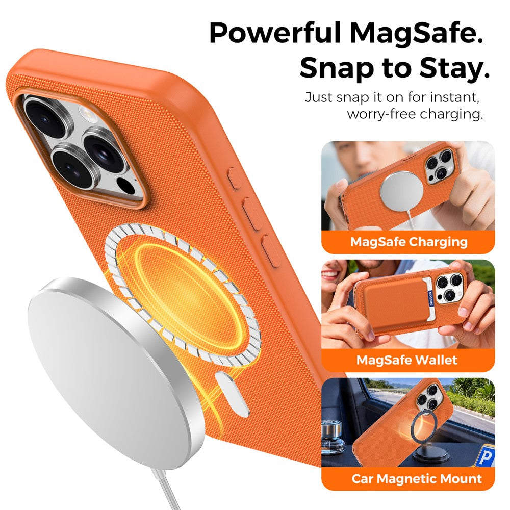 Til iPhone 15 Pro Magnetisk Cover Tech Stofbelagt TPU + PC Anti-Drop Telefoncover