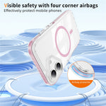 For iPhone 16 Plus Magnetic Case TPU + Acrylic Airbag Shockproof Anti-Slip Color Strip Phone Cover