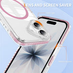 For iPhone 16 Plus Magnetic Case TPU + Acrylic Airbag Shockproof Anti-Slip Color Strip Phone Cover