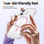 For iPhone 16 Plus Magnetic Case TPU + Acrylic Airbag Shockproof Anti-Slip Color Strip Phone Cover