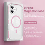 For iPhone 16 Plus Magnetic Case TPU + Acrylic Airbag Shockproof Anti-Slip Color Strip Phone Cover