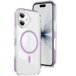 For iPhone 16 Plus Magnetic Case TPU + Acrylic Airbag Shockproof Anti-Slip Color Strip Phone Cover