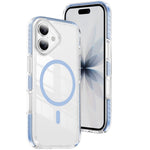 For iPhone 16 Plus Magnetic Case TPU + Acrylic Airbag Shockproof Anti-Slip Color Strip Phone Cover