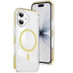 For iPhone 16 Plus Magnetic Case TPU + Acrylic Airbag Shockproof Anti-Slip Color Strip Phone Cover