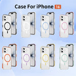 For iPhone 16 Magnetic Case TPU + Acrylic Airbag Shockproof Anti-Slip Color Strip Phone Cover