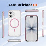For iPhone 16 Magnetic Case TPU + Acrylic Airbag Shockproof Anti-Slip Color Strip Phone Cover