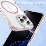 For iPhone 16 Pro Magnetic Case TPU + Acrylic Airbag Shockproof Anti-Slip Color Strip Phone Cover