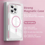 For iPhone 16 Pro Magnetic Case TPU + Acrylic Airbag Shockproof Anti-Slip Color Strip Phone Cover