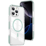 For iPhone 16 Pro Magnetic Case TPU + Acrylic Airbag Shockproof Anti-Slip Color Strip Phone Cover