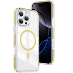 For iPhone 16 Pro Magnetic Case TPU + Acrylic Airbag Shockproof Anti-Slip Color Strip Phone Cover