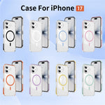 For iPhone 17 Magnetic Case TPU + Acrylic Airbag Shockproof Anti-Slip Color Strip Phone Cover