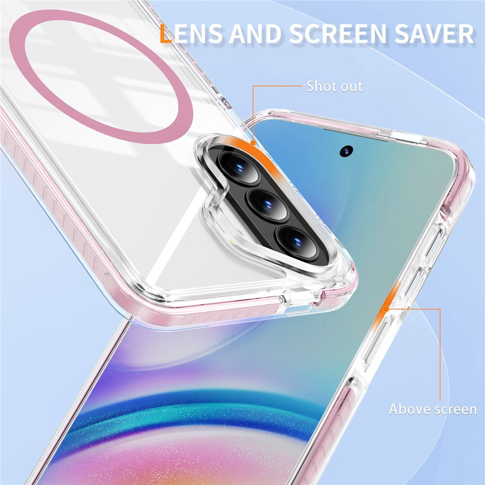 Magnetisk Samsung Galaxy A37 5G / A36 5G / A27 5G TPU + akryl-skal med airbag, stødsikker, skridsikker farvestribe - hvid