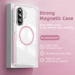Magnetiskt skal till Samsung Galaxy A37 5G / A36 5G / A27 5G TPU + akryl krockkudde stötsäker halkfri färgremsa mobilskal - vit