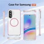 Magnetiskt skal till Samsung Galaxy A37 5G / A36 5G / A27 5G TPU + akryl krockkudde stötsäker halkfri färgremsa mobilskal - vit