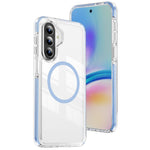 Magnetiskt skal till Samsung Galaxy A37 5G / A36 5G / A27 5G TPU + akryl krockkudde stötsäker halkfri färgremsa mobilskal - vit