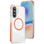 Magnetiskt skal till Samsung Galaxy A37 5G / A36 5G / A27 5G TPU + akryl krockkudde stötsäker halkfri färgremsa mobilskal - vit