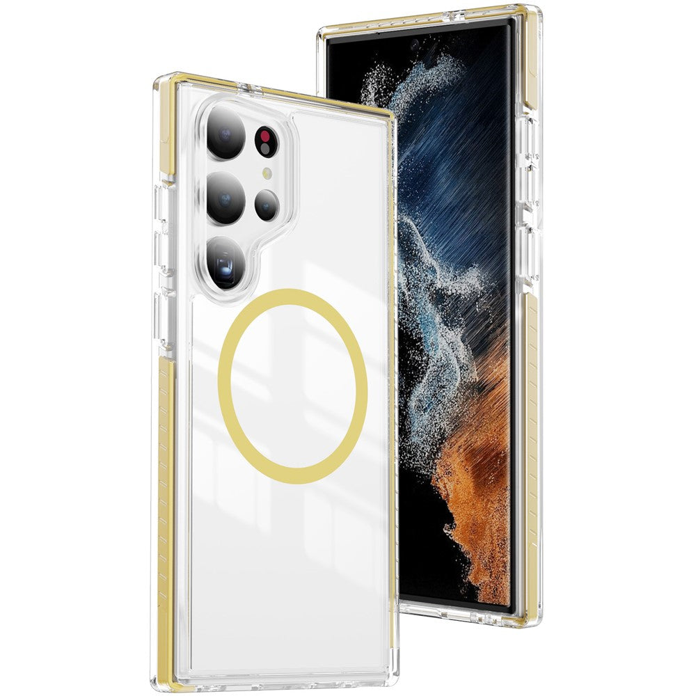 Samsung Galaxy S23 Ultra Magnetiskt Skal TPU + Akryl Airbag Stötsäkert Halkfritt Färgremsa mobilskal