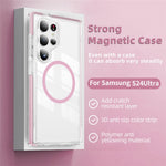 Samsung Galaxy S24 Ultra magnetisk TPU + akrylcover med airbag, stødsikker og skridsikker farvestribe