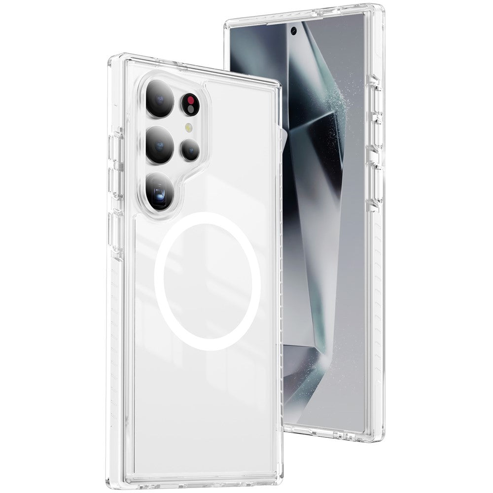 Samsung Galaxy S24 Ultra magnetisk TPU + akrylcover med airbag, stødsikker og skridsikker farvestribe