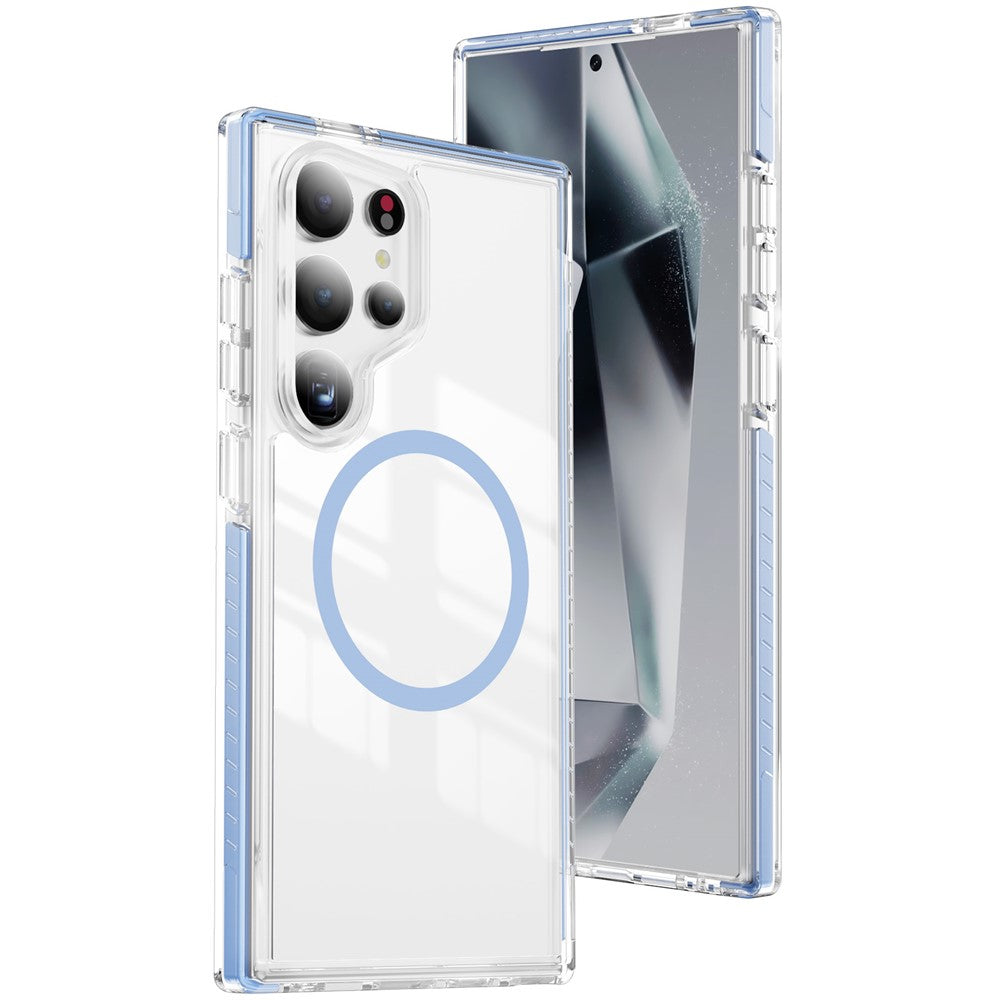 Samsung Galaxy S24 Ultra magnetisk TPU + akrylcover med airbag, stødsikker og skridsikker farvestribe