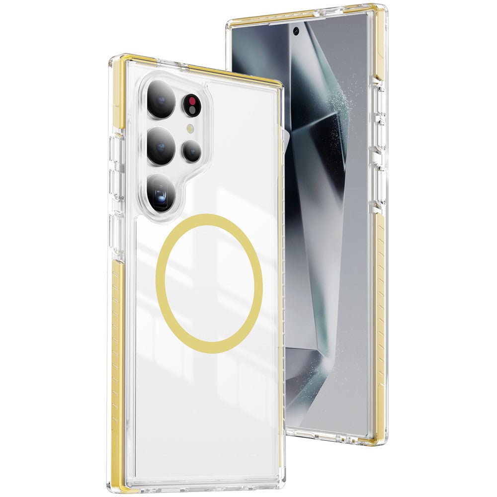 Samsung Galaxy S24 Ultra magnetisk TPU + akrylcover med airbag, stødsikker og skridsikker farvestribe