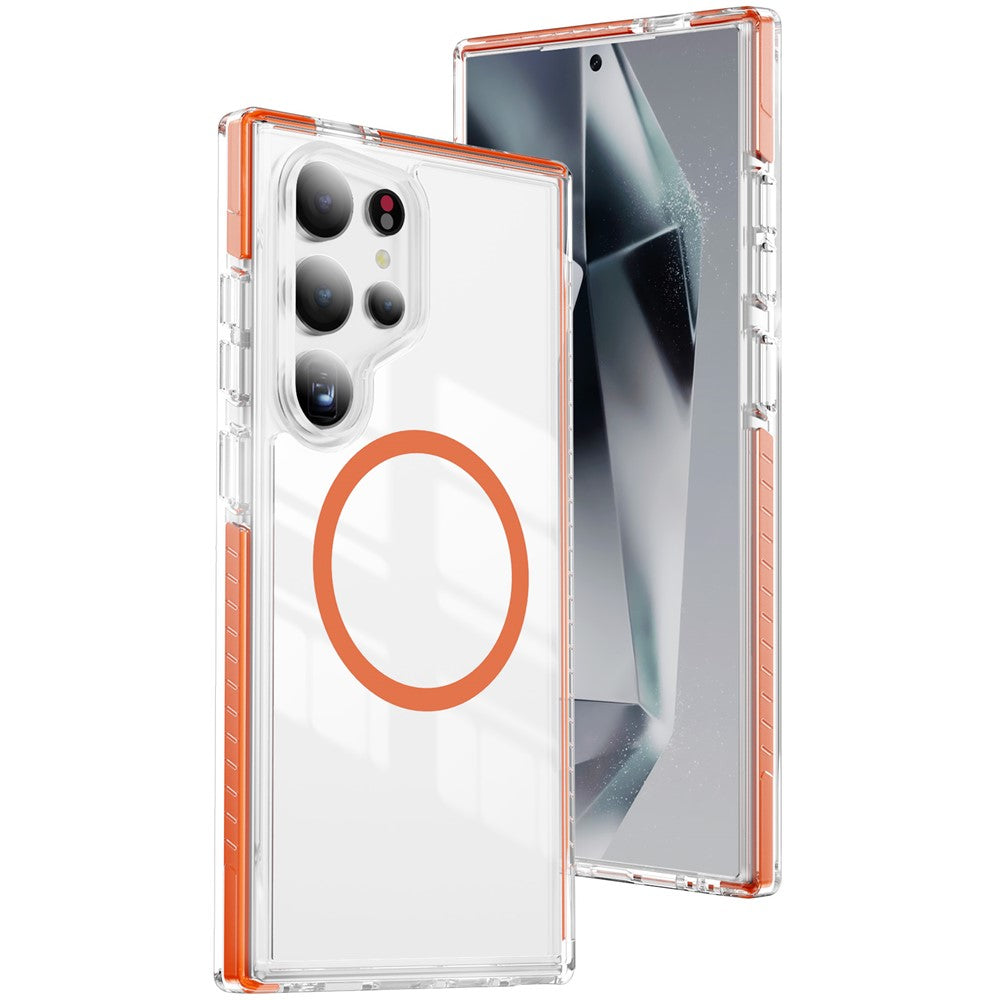 Samsung Galaxy S24 Ultra magnetisk TPU + akrylcover med airbag, stødsikker og skridsikker farvestribe