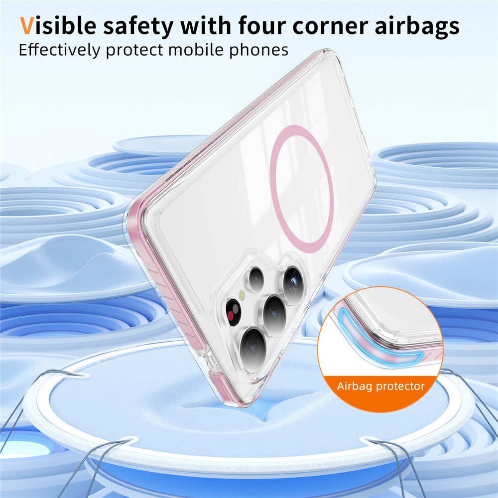 Samsung Galaxy S25 Ultra Magnetiskt Skal TPU + Akryl Airbag Stötsäkert Halkfritt Färgremsa mobilskal