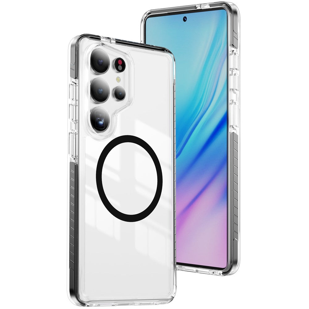 Samsung Galaxy S25 Ultra Magnetiskt Skal TPU + Akryl Airbag Stötsäkert Halkfritt Färgremsa mobilskal