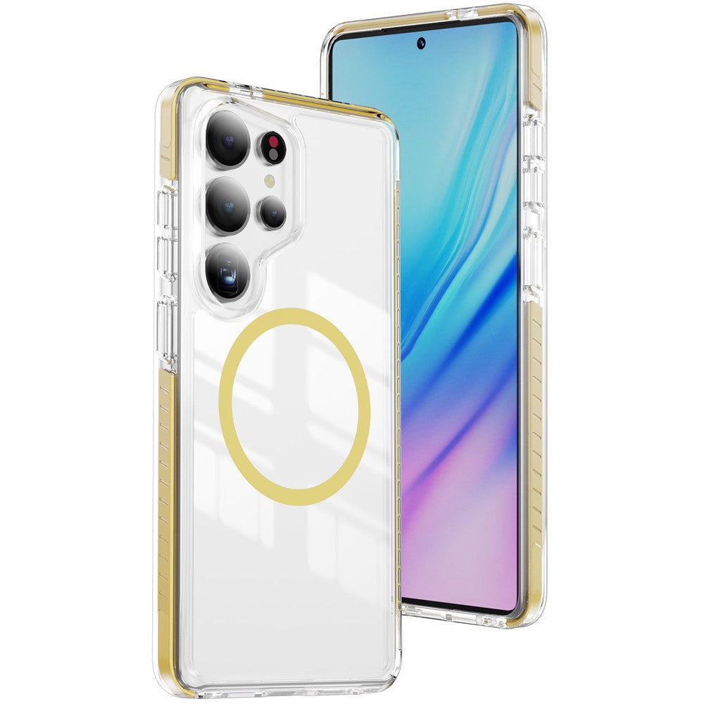 Samsung Galaxy S25 Ultra Magnetiskt Skal TPU + Akryl Airbag Stötsäkert Halkfritt Färgremsa mobilskal