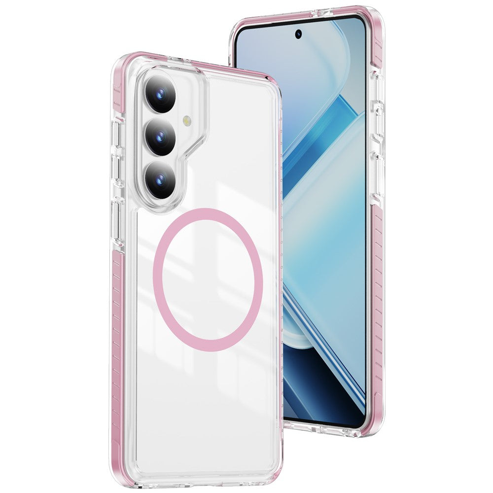 Samsung Galaxy S26+ Magnetiskt Skal TPU + Akryl Airbag Stötsäkert Halkfritt Färgremsa mobilskal