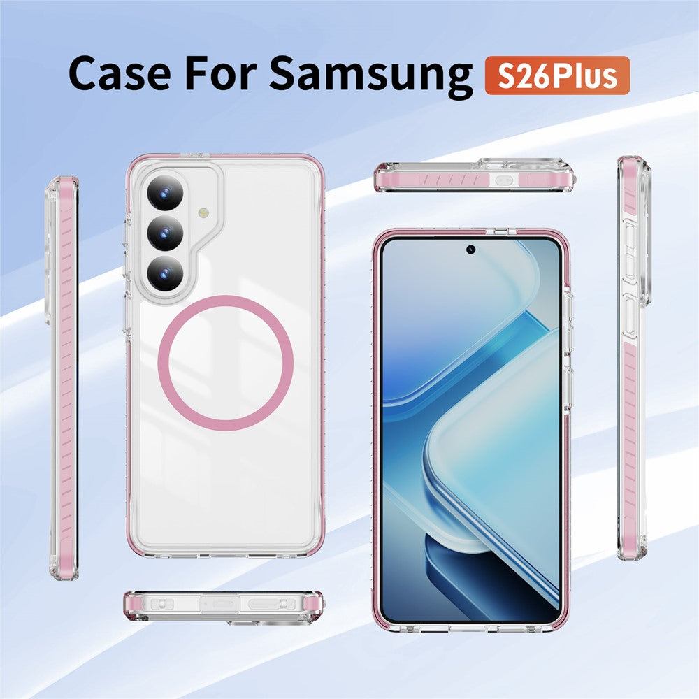 Samsung Galaxy S26+ Magnetiskt Skal TPU + Akryl Airbag Stötsäkert Halkfritt Färgremsa mobilskal
