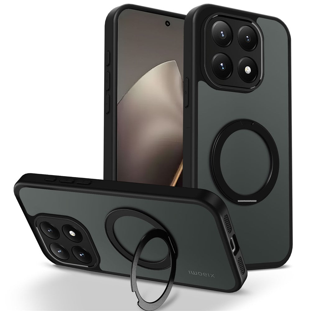 For Xiaomi 15T Case Rotating Magnetic Kickstand Frosted Matte PC + TPU Shockproof Phone Cover