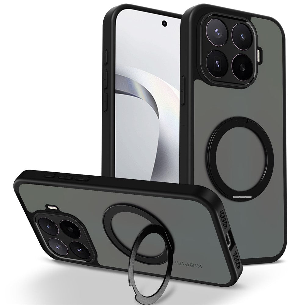 For Xiaomi 15T Pro Case Rotating Magnetic Kickstand Frosted Matte PC + TPU Shockproof Phone Cover
