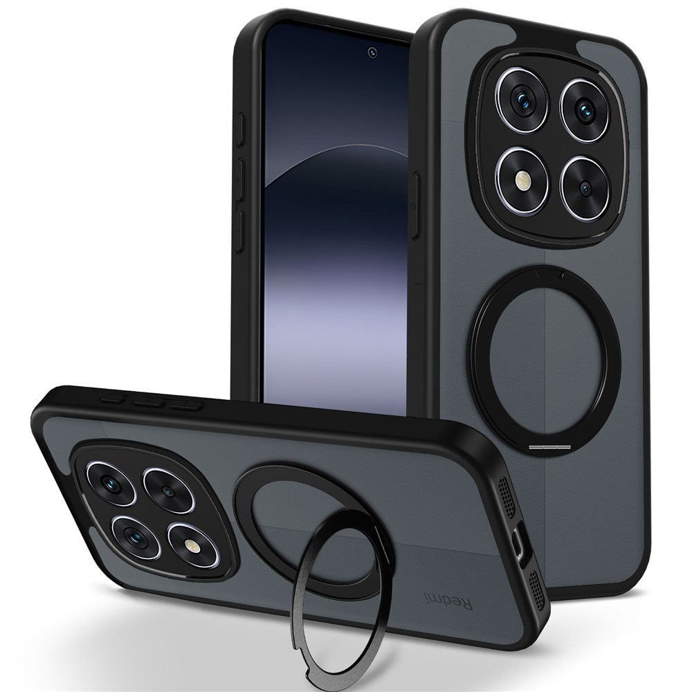 Phone Case For Xiaomi Redmi Note 14 Pro 4G / Note 14 Pro 5G / Poco X7 5G Rotating Magnetic Kickstand Frosted Matte PC + TPU Shockproof Cover