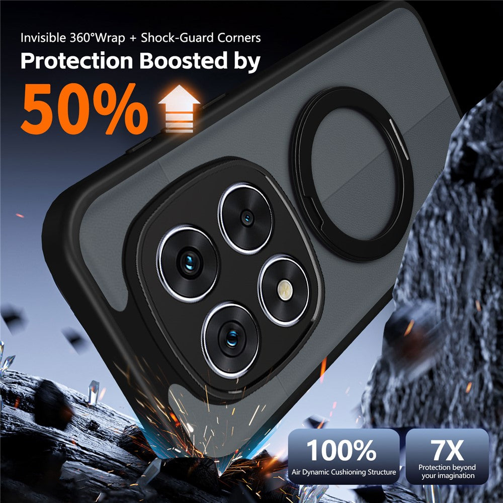 Phone Case For Xiaomi Redmi Note 14 Pro 4G / Note 14 Pro 5G / Poco X7 5G Rotating Magnetic Kickstand Frosted Matte PC + TPU Shockproof Cover