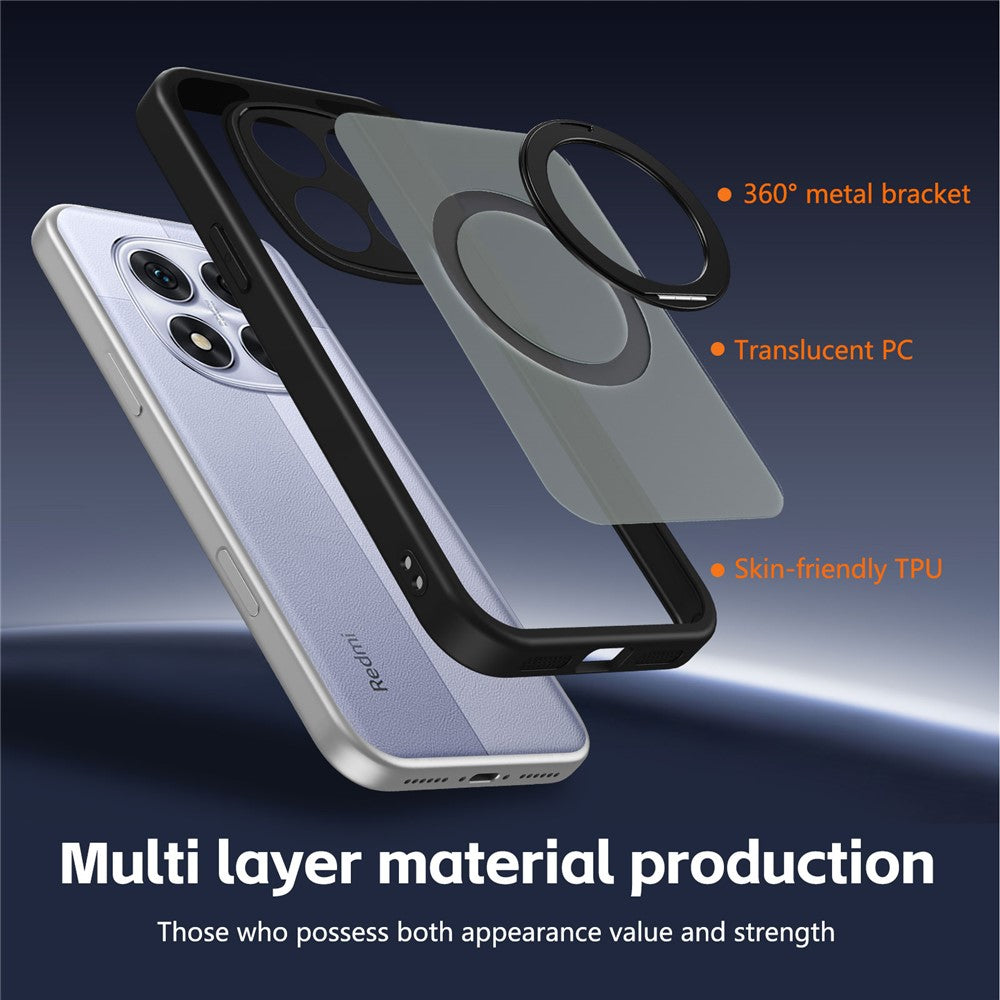 Phone Case For Xiaomi Redmi Note 14 Pro 4G / Note 14 Pro 5G / Poco X7 5G Rotating Magnetic Kickstand Frosted Matte PC + TPU Shockproof Cover