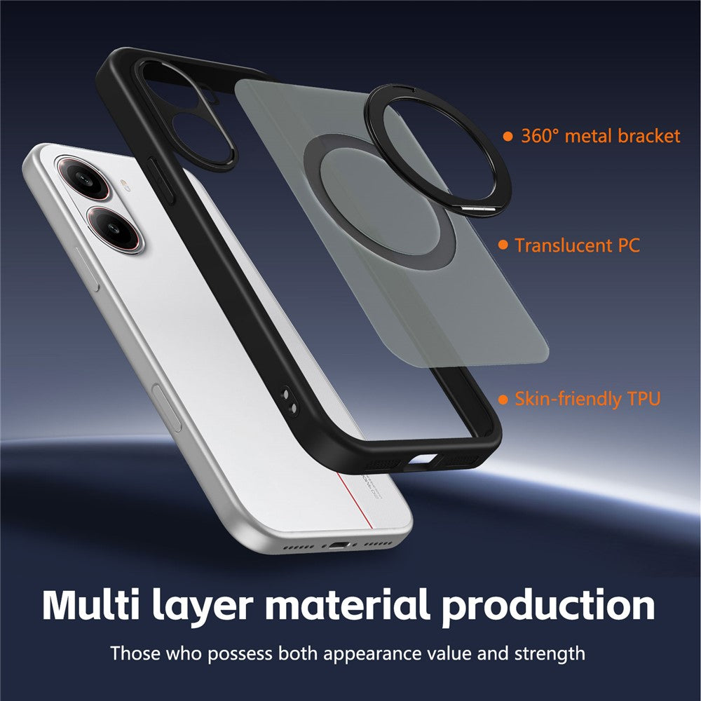 Xiaomi Redmi Turbo 4 5G / Poco X7 Pro 5G Skal Roterande Magnetiskt Stöd Frostat Matt PC + TPU Stötsäkert mobilskal