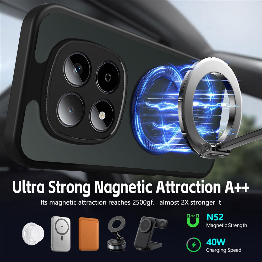 For Xiaomi Redmi Note 15 Pro+ 5G (Global) / Poco M8 Pro 5G Case Rotating Magnetic Kickstand Frosted Matte PC + TPU Shockproof Phone Cover