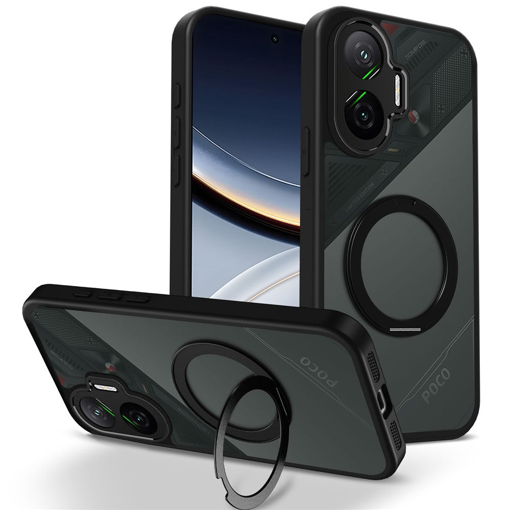 For Xiaomi Redmi Turbo 4 Pro 5G / Poco F7 5G Case Rotating Magnetic Kickstand Frosted Matte PC + TPU Shockproof Phone Cover