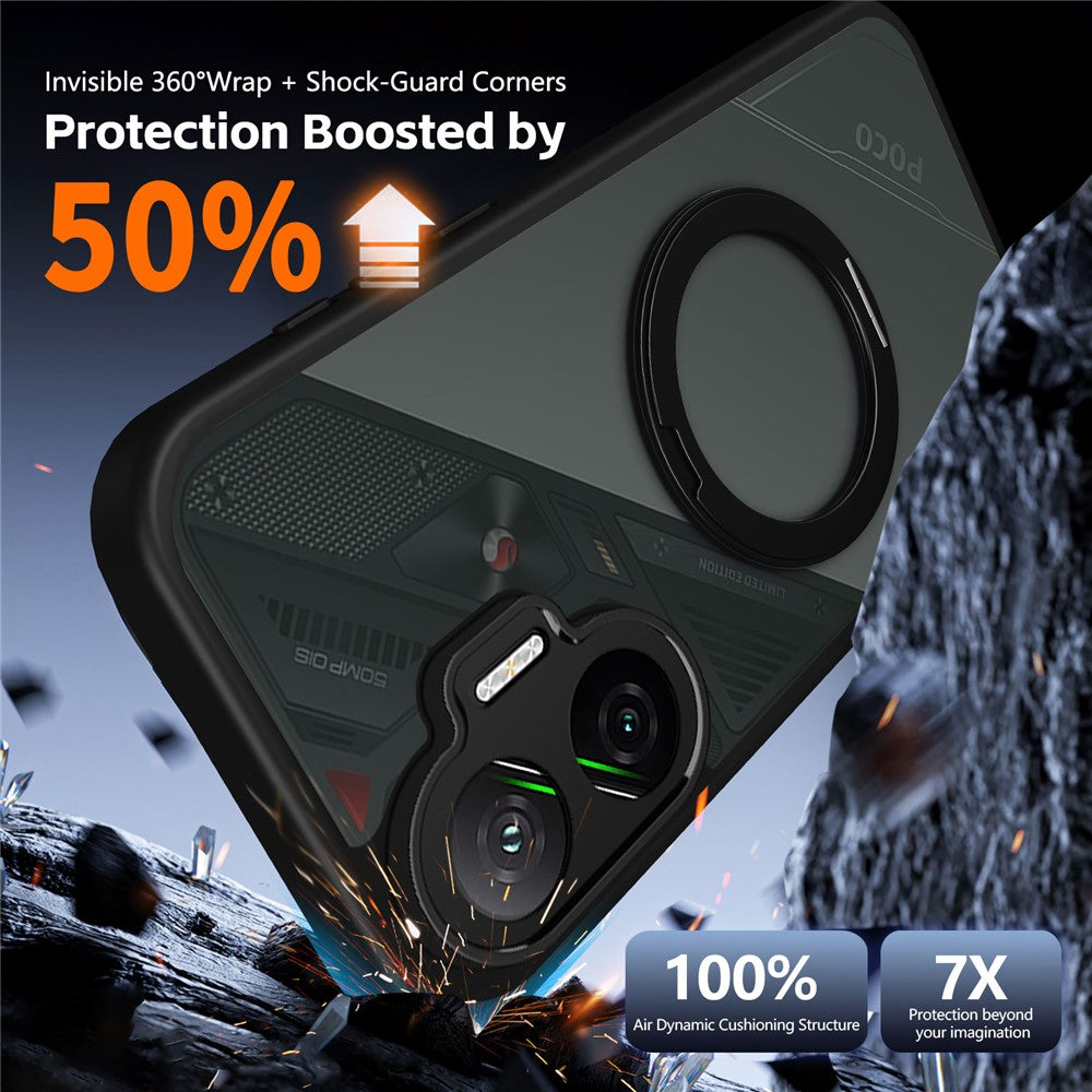 For Xiaomi Redmi Turbo 4 Pro 5G / Poco F7 5G Case Rotating Magnetic Kickstand Frosted Matte PC + TPU Shockproof Phone Cover