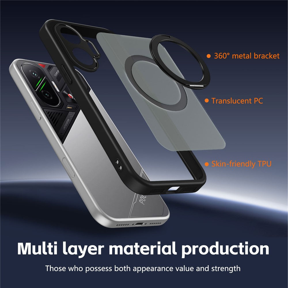 For Xiaomi Redmi Turbo 4 Pro 5G / Poco F7 5G Case Rotating Magnetic Kickstand Frosted Matte PC + TPU Shockproof Phone Cover