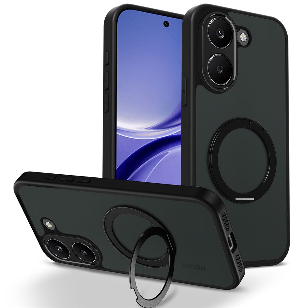 For Xiaomi Poco X8 Pro 5G / Redmi Turbo 5 5G Case Rotating Magnetic Kickstand Frosted Matte PC + TPU Shockproof Phone Cover