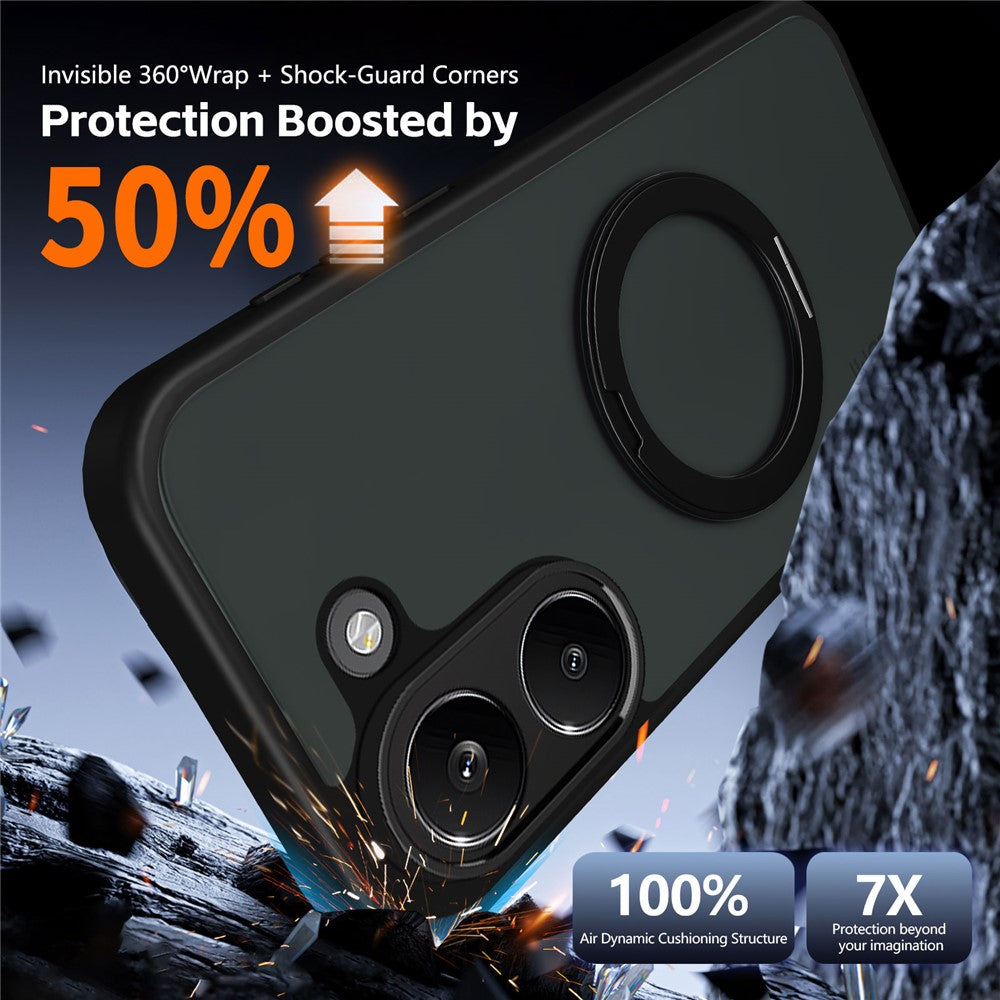For Xiaomi Poco X8 Pro 5G / Redmi Turbo 5 5G Case Rotating Magnetic Kickstand Frosted Matte PC + TPU Shockproof Phone Cover