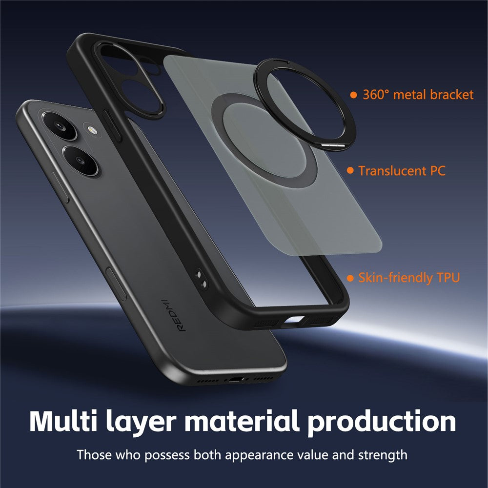 For Xiaomi Poco X8 Pro 5G / Redmi Turbo 5 5G Case Rotating Magnetic Kickstand Frosted Matte PC + TPU Shockproof Phone Cover