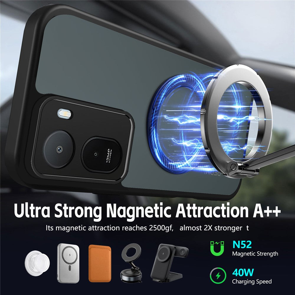 Mobilcover til Xiaomi Redmi A7 Pro 4G (171.56 mm) / A7 Pro 5G / Poco C85x 5G / C81 4G, roterende magnetisk stander, mat PC + TPU-stødsikkert etui