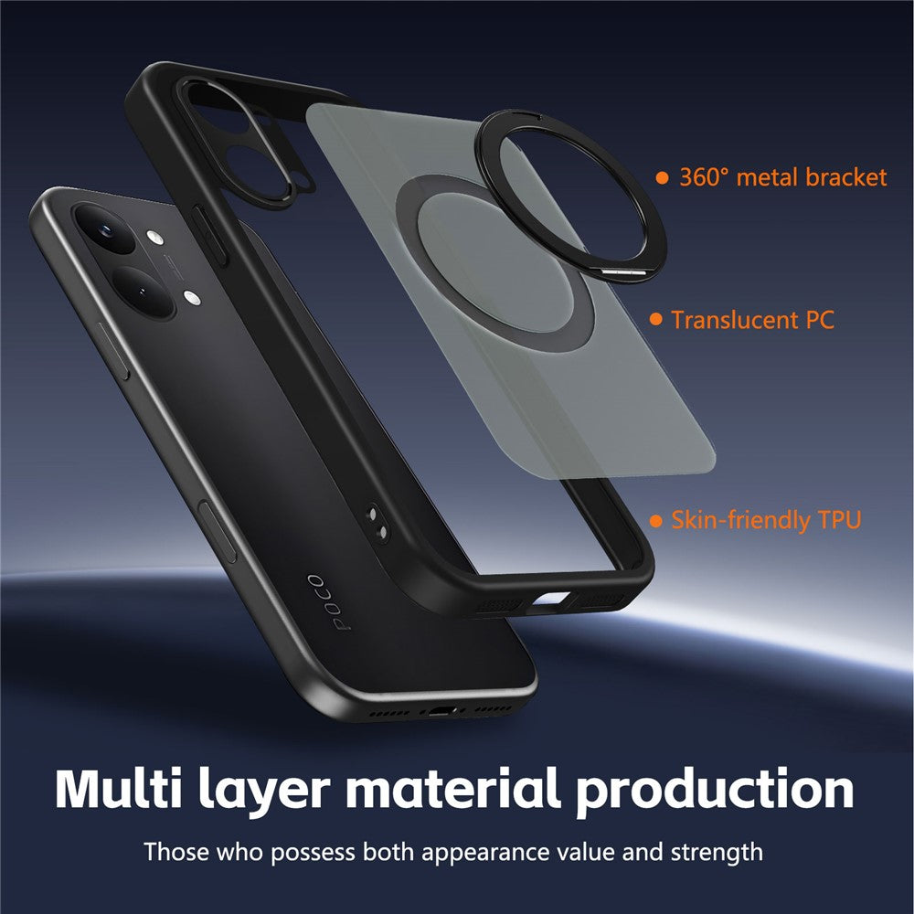 For Xiaomi Redmi Turbo 5 Max 5G / Poco X8 Pro Max 5G Case Rotating Magnetic Kickstand Frosted Matte PC + TPU Shockproof Phone Cover