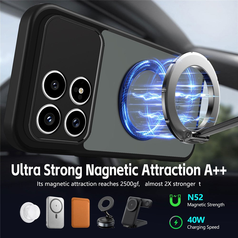 For Xiaomi Redmi K90 5G / Poco F8 Pro 5G Case Rotating Magnetic Kickstand Frosted Matte PC + TPU Shockproof Phone Cover